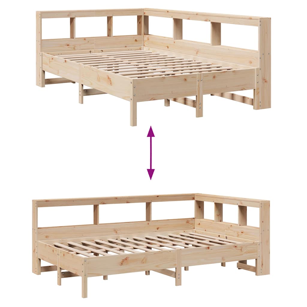 Lit bibliothèque sans matelas 120x200 cm bois de pin massif - XIOS