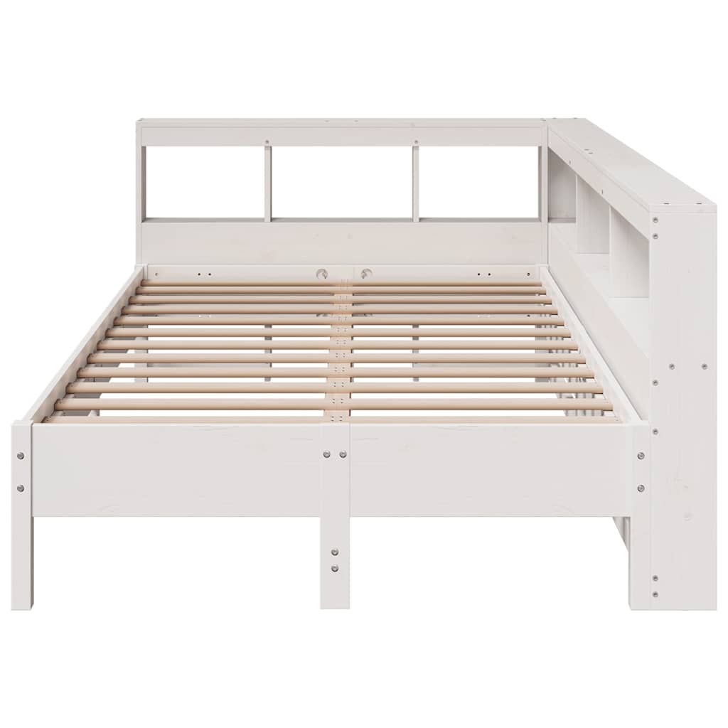 Lit bibliothèque sans matelas blanc 120x200 cm bois pin massif - XIOS