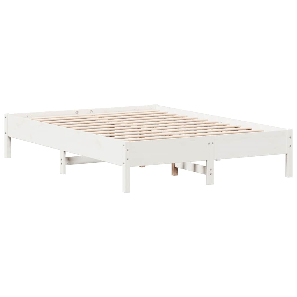 Lit bibliothèque sans matelas blanc 120x200 cm bois pin massif - XIOS