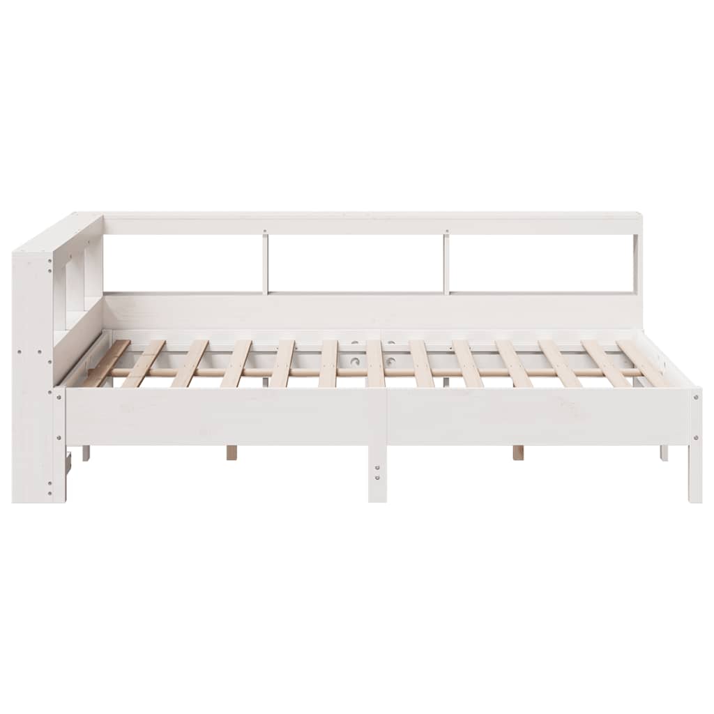 Lit bibliothèque sans matelas blanc 120x200 cm bois pin massif - XIOS
