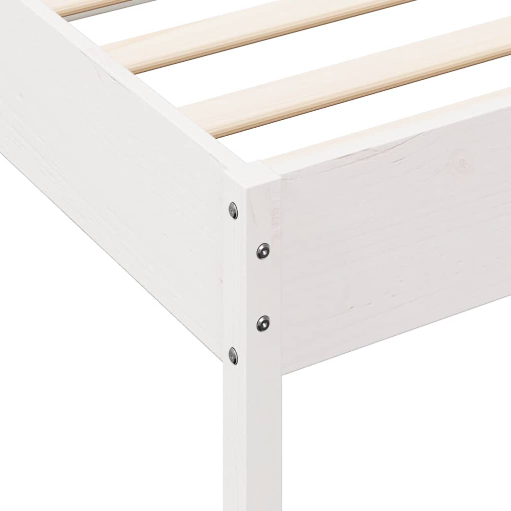 Lit bibliothèque sans matelas blanc 120x200 cm bois pin massif - XIOS