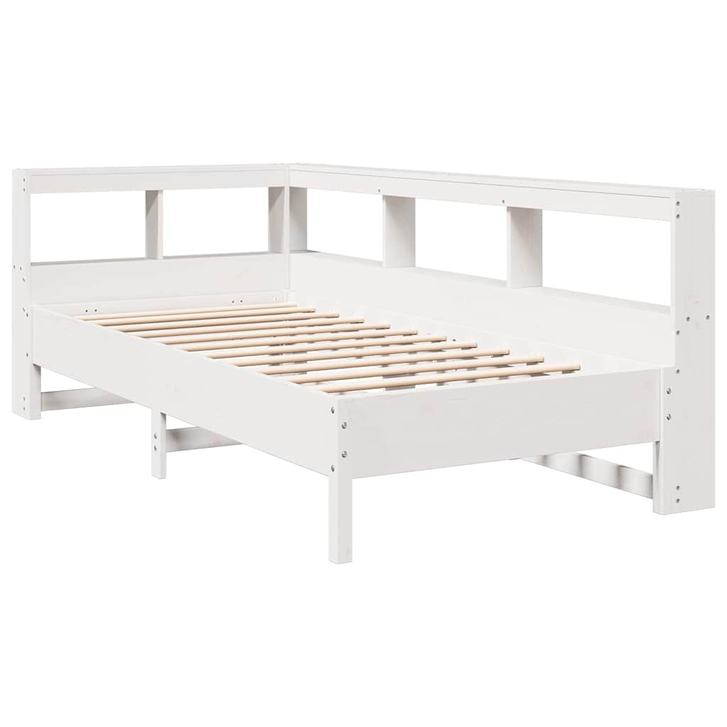 Lit bibliothèque sans matelas blanc 100x200 cm bois pin massif - XIOS