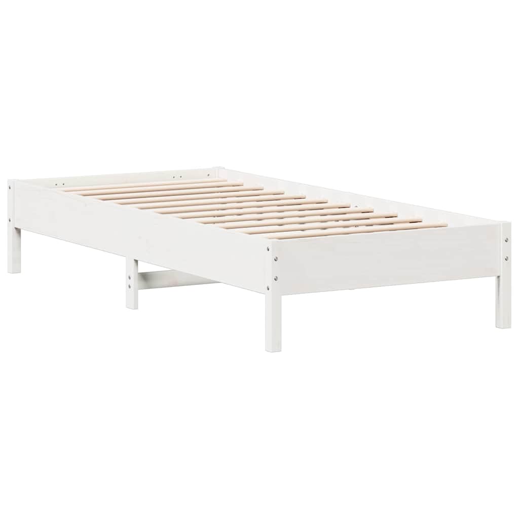 Lit bibliothèque sans matelas blanc 100x200 cm bois pin massif - XIOS
