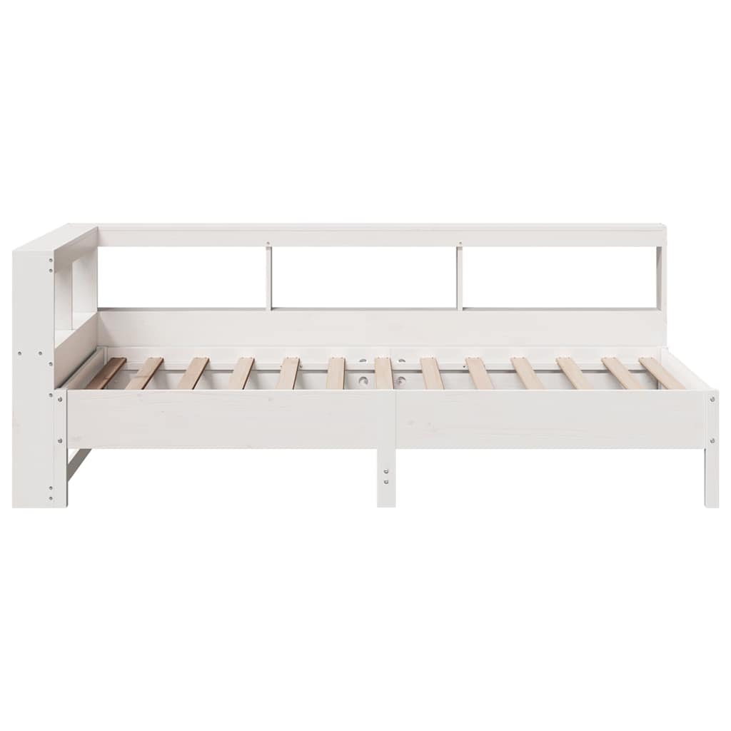 Lit bibliothèque sans matelas blanc 100x200 cm bois pin massif - XIOS