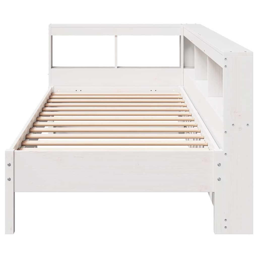Lit bibliothèque sans matelas blanc 90x200cm bois de pin massif - XIOS