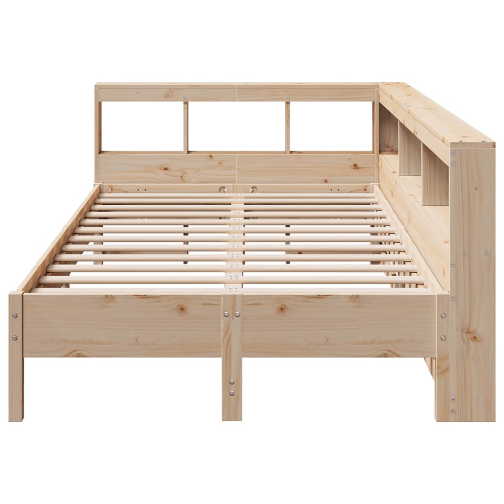 Lit bibliothèque sans matelas 140x190 cm bois de pin massif - XIOS