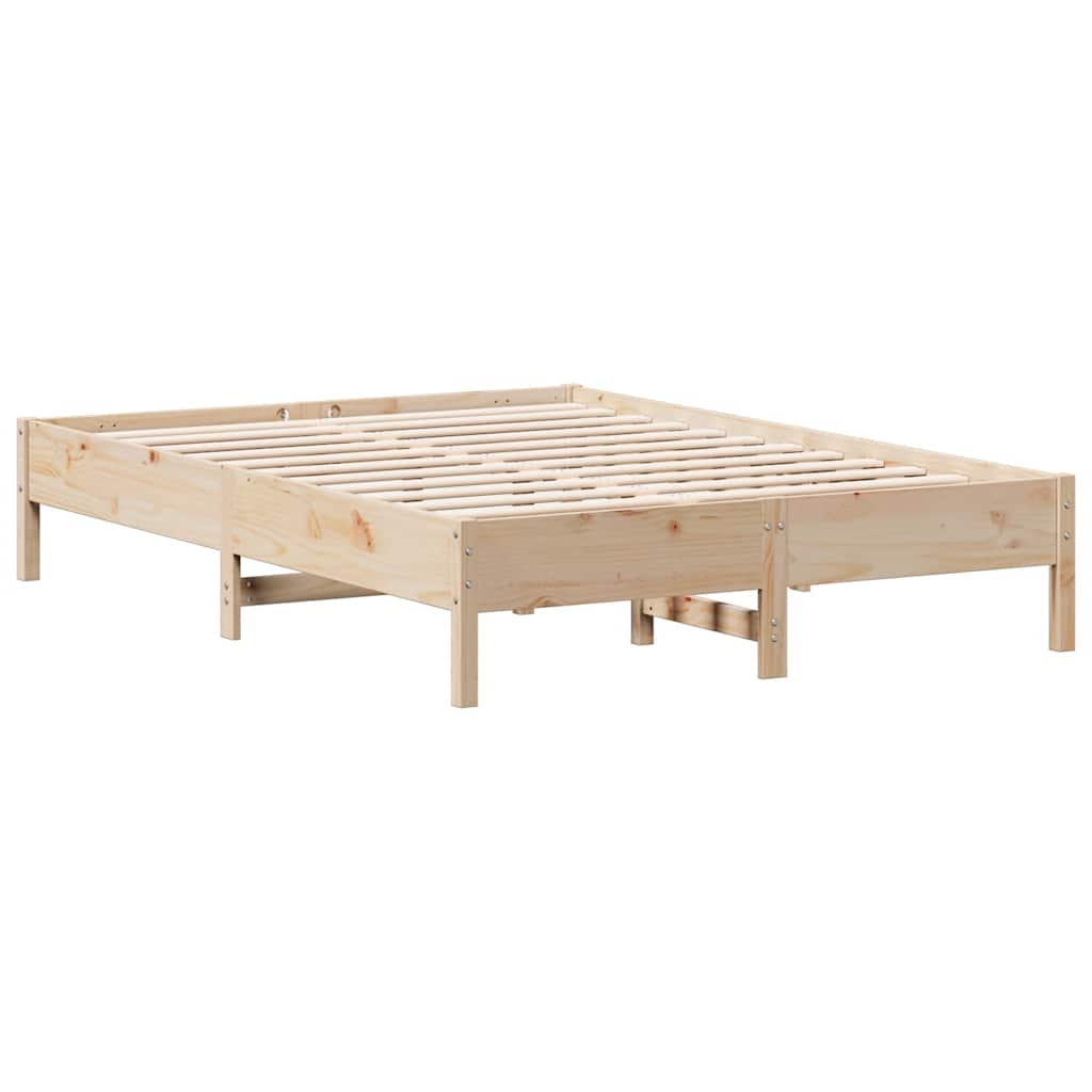 Lit bibliothèque sans matelas 140x190 cm bois de pin massif - XIOS