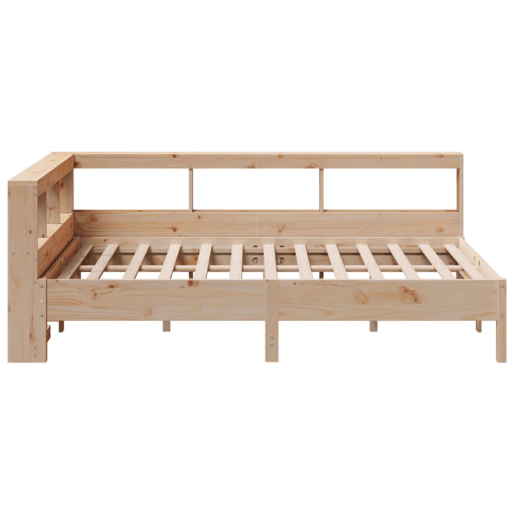 Lit bibliothèque sans matelas 140x190 cm bois de pin massif - XIOS