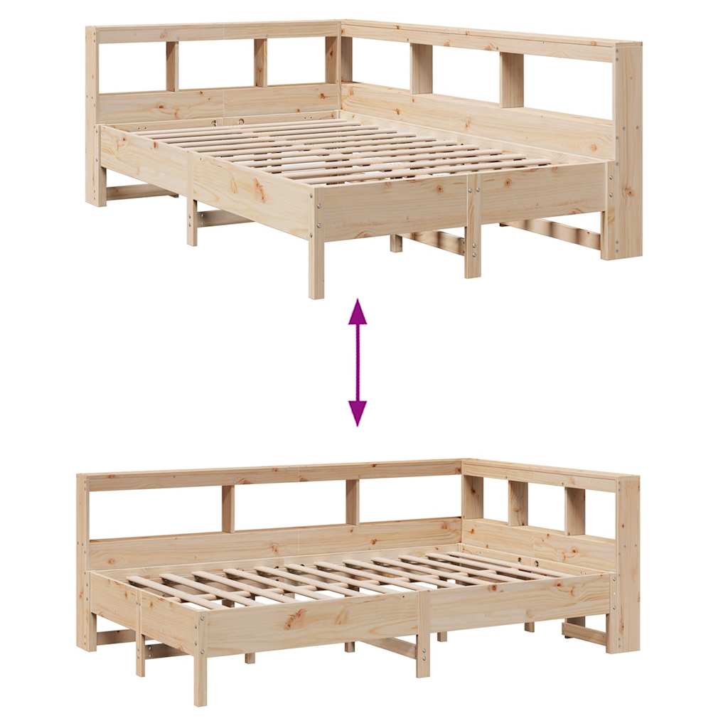 Lit bibliothèque sans matelas 140x190 cm bois de pin massif - XIOS