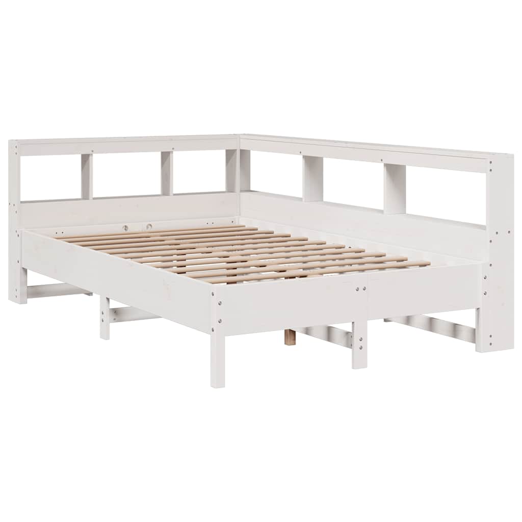 Lit bibliothèque sans matelas blanc 120x190 cm bois pin massif - XIOS