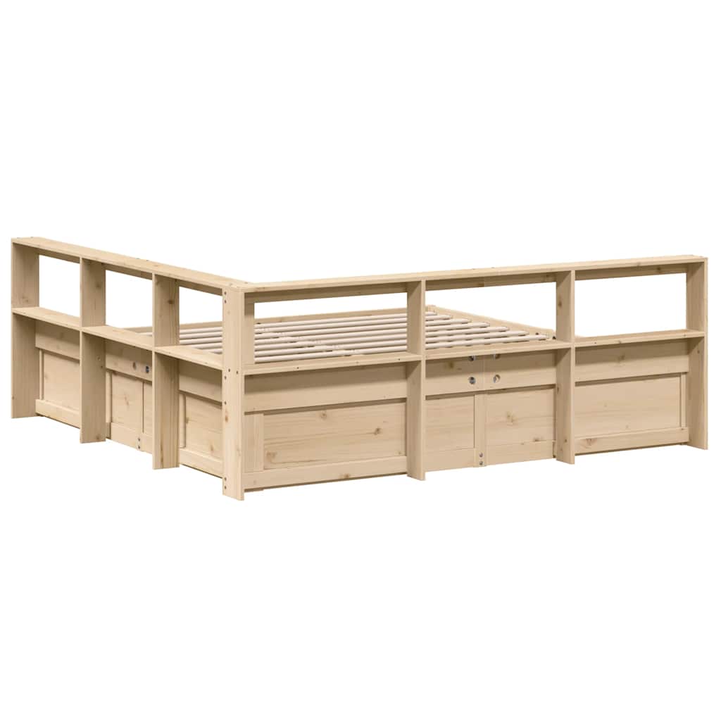 Lit bibliothèque sans matelas 200x200 cm bois massif de pin - XIOS