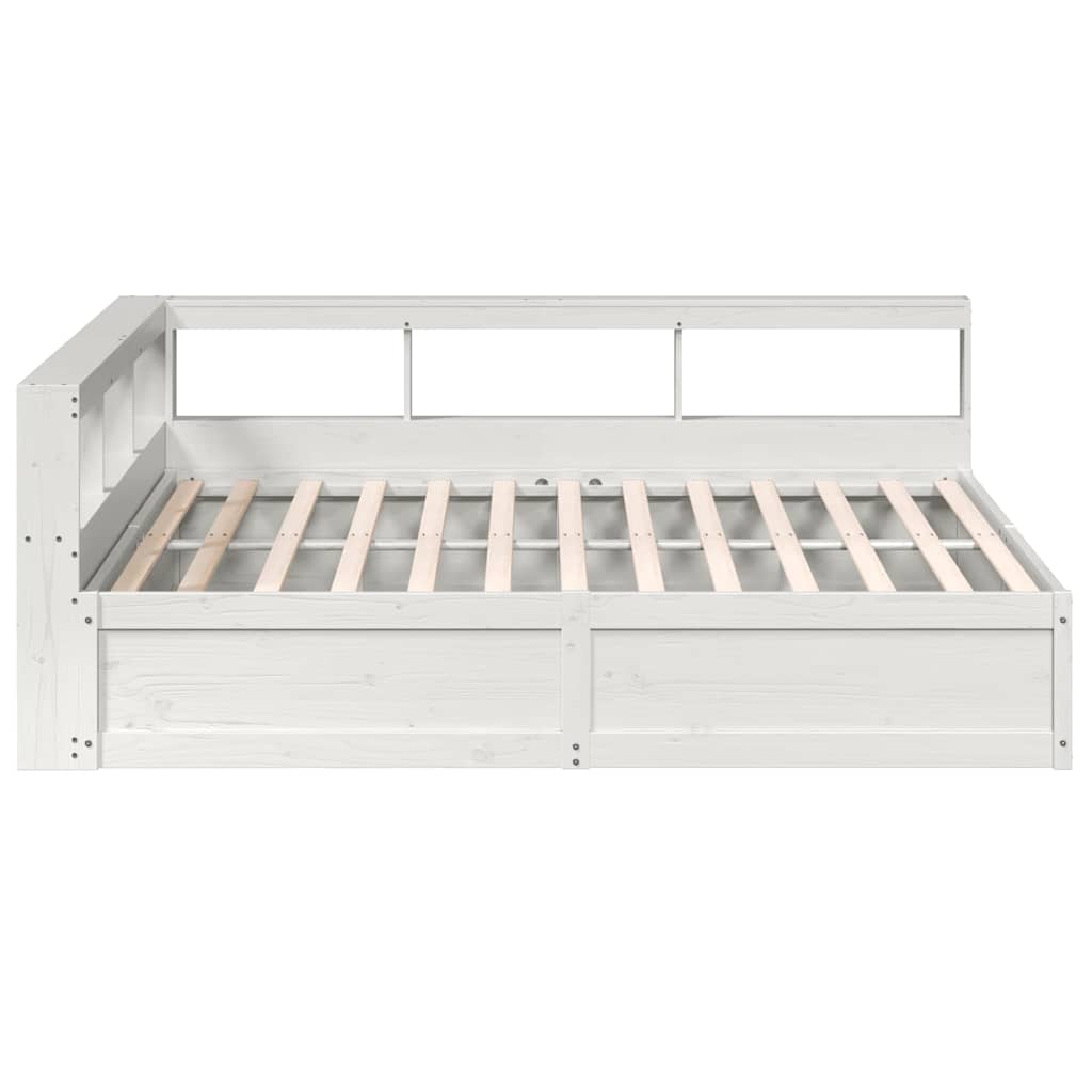 Lit bibliothèque sans matelas blanc 200x200 cm bois pin massif - XIOS