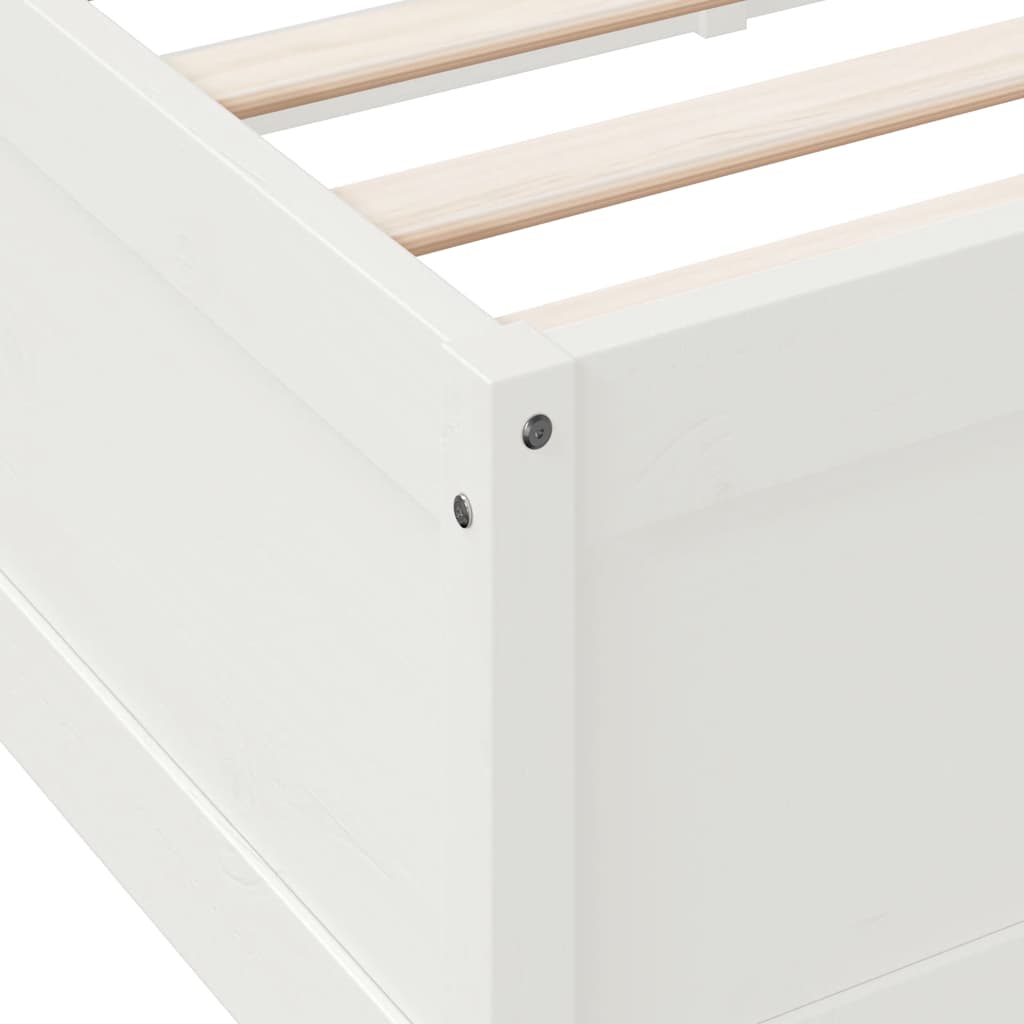 Lit bibliothèque sans matelas blanc 200x200 cm bois pin massif - XIOS