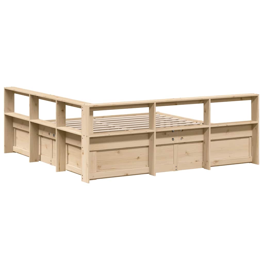 Lit bibliothèque sans matelas 180x200 cm bois massif de pin - XIOS