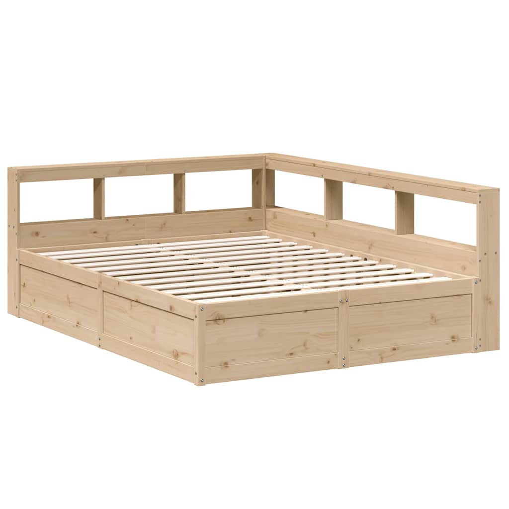 Lit bibliothèque sans matelas 150x200 cm bois massif de pin - XIOS