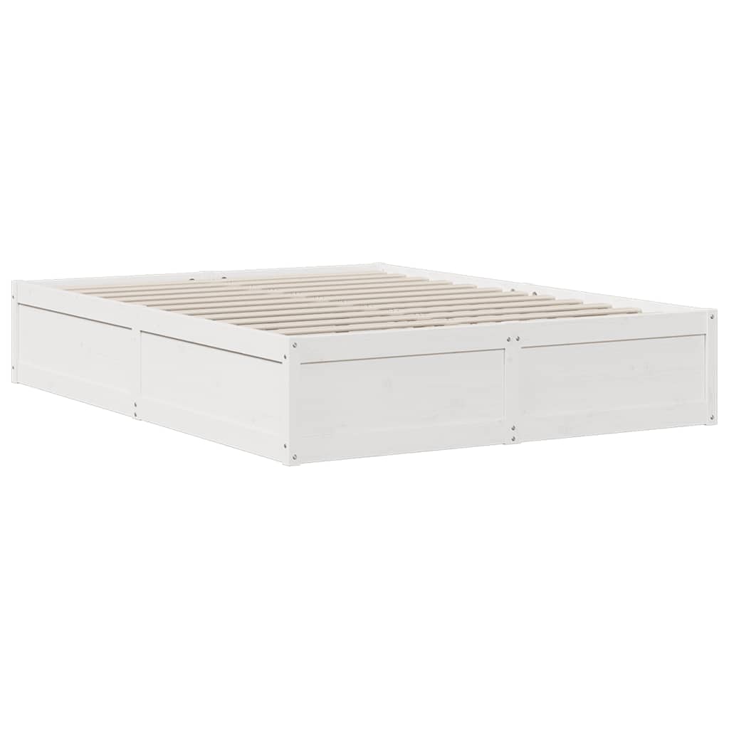 Lit bibliothèque sans matelas blanc 140x200 cm bois pin massif - XIOS