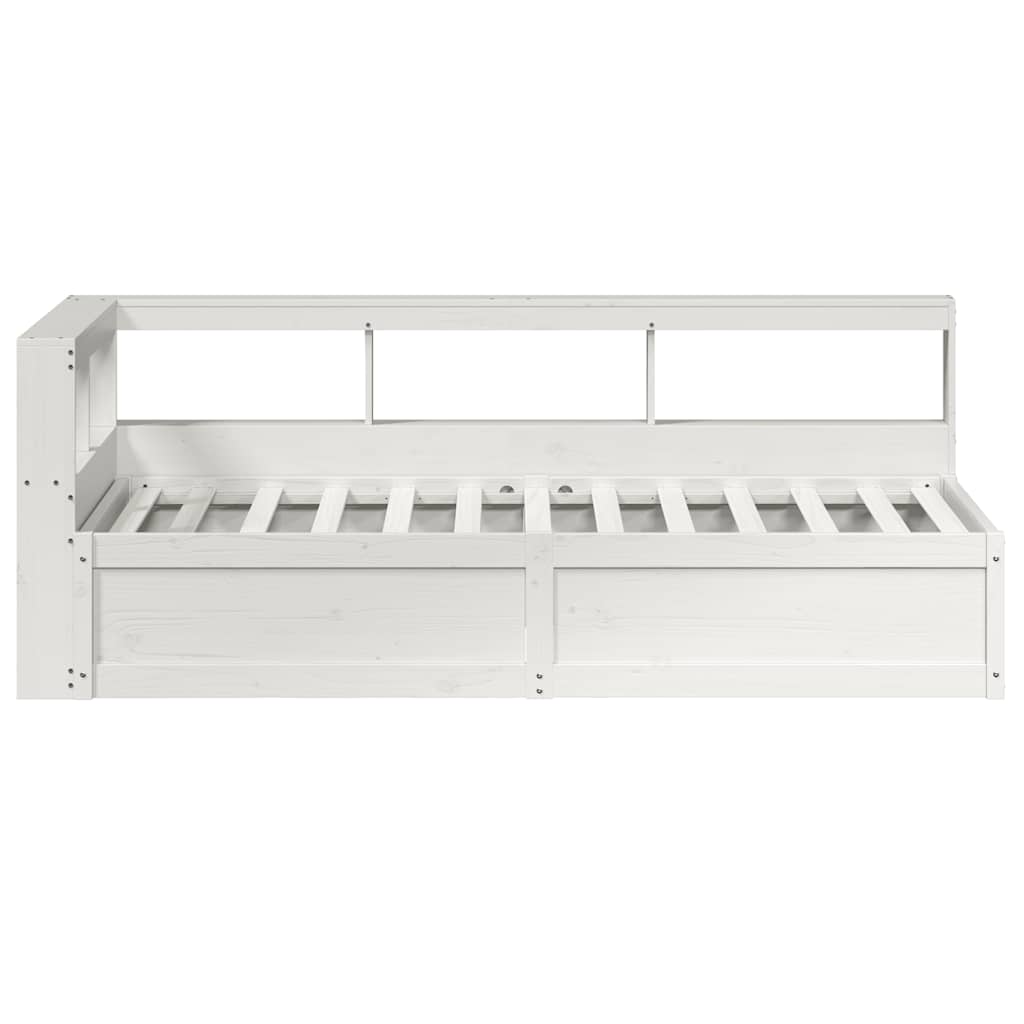 Lit bibliothèque sans matelas blanc 100x200 cm bois pin massif - XIOS