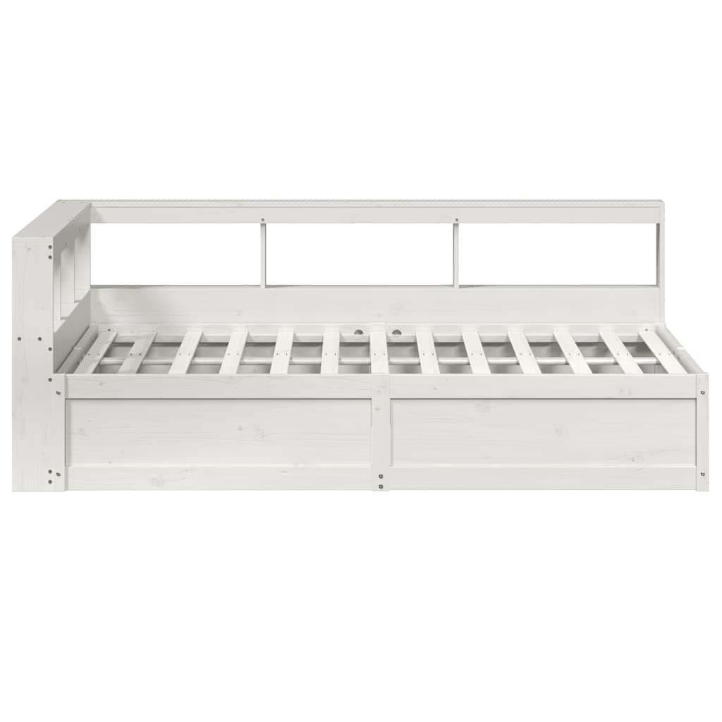 Lit bibliothèque sans matelas blanc 140x190 cm bois pin massif - XIOS