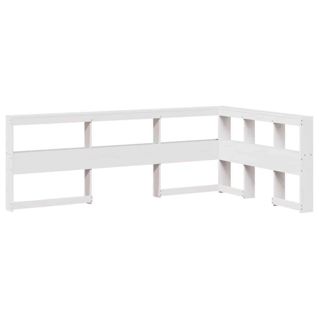 Lit bibliothèque sans matelas blanc 140x190 cm bois pin massif - XIOS