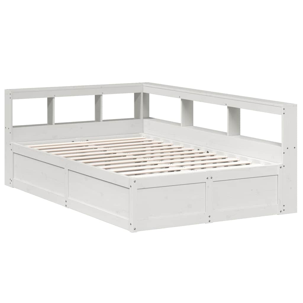 Lit bibliothèque sans matelas blanc 120x190 cm bois pin massif - XIOS