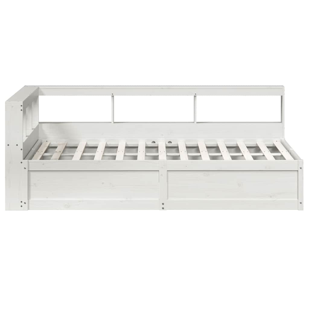 Lit bibliothèque sans matelas blanc 120x190 cm bois pin massif - XIOS