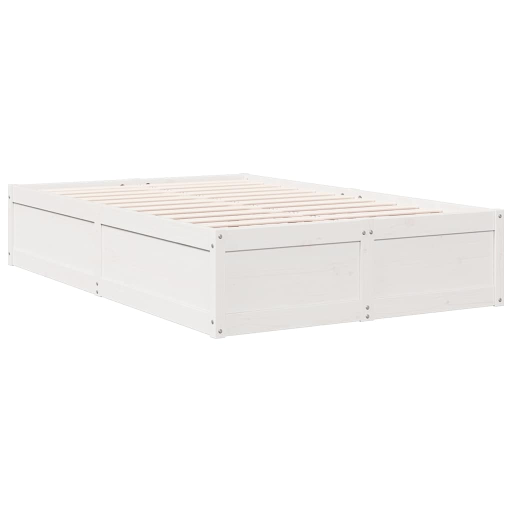 Lit bibliothèque sans matelas blanc 120x190 cm bois pin massif - XIOS