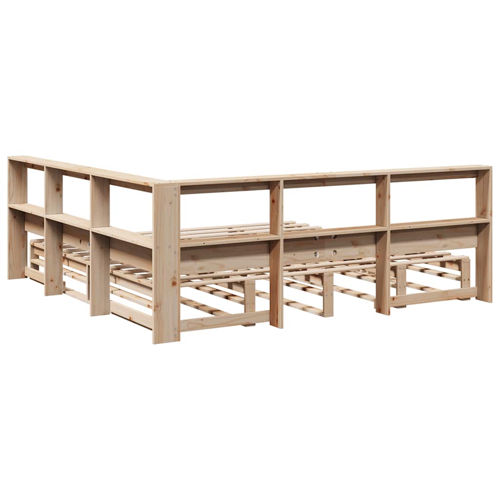 Lit bibliothèque sans matelas 200x200 cm bois massif de pin - XIOS
