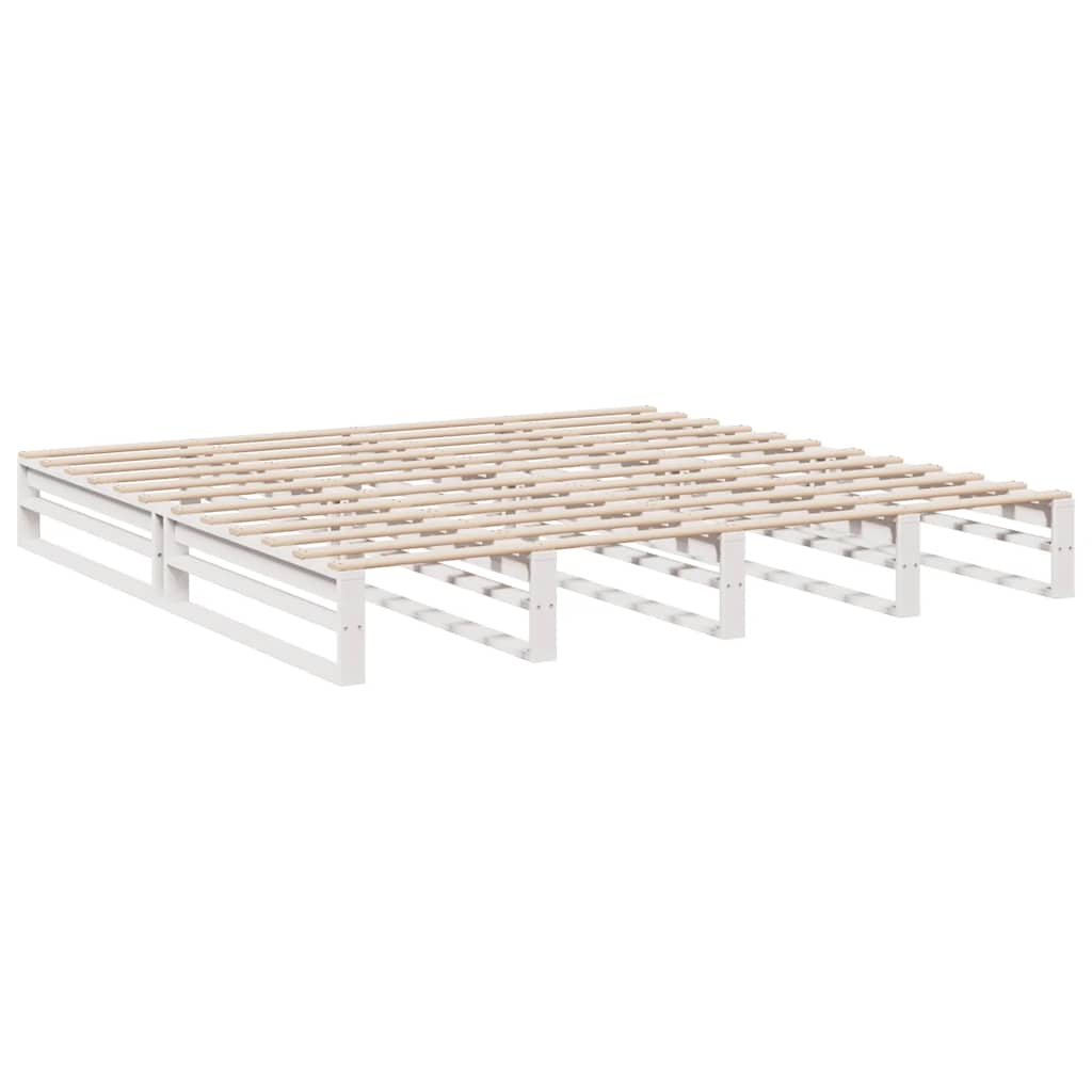 Lit bibliothèque sans matelas blanc 200x200 cm bois pin massif - XIOS