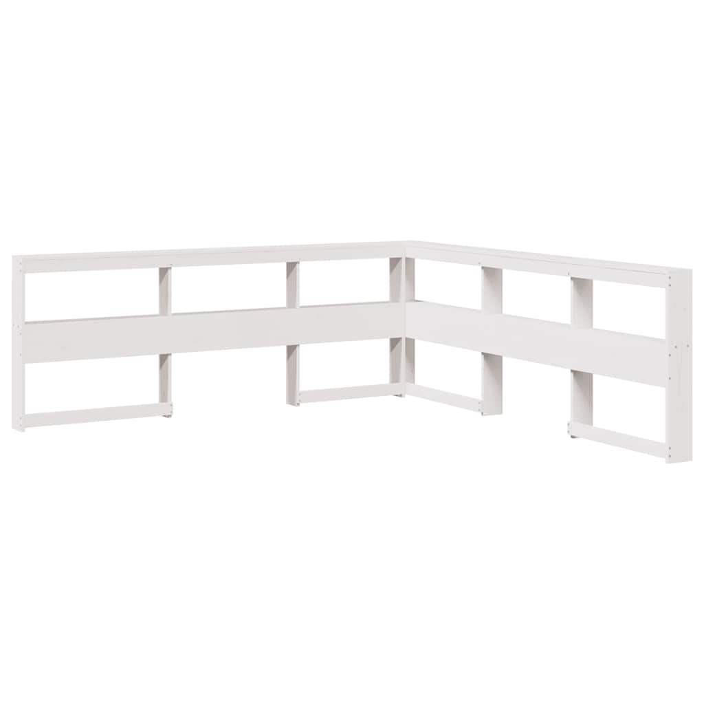 Lit bibliothèque sans matelas blanc 200x200 cm bois pin massif - XIOS