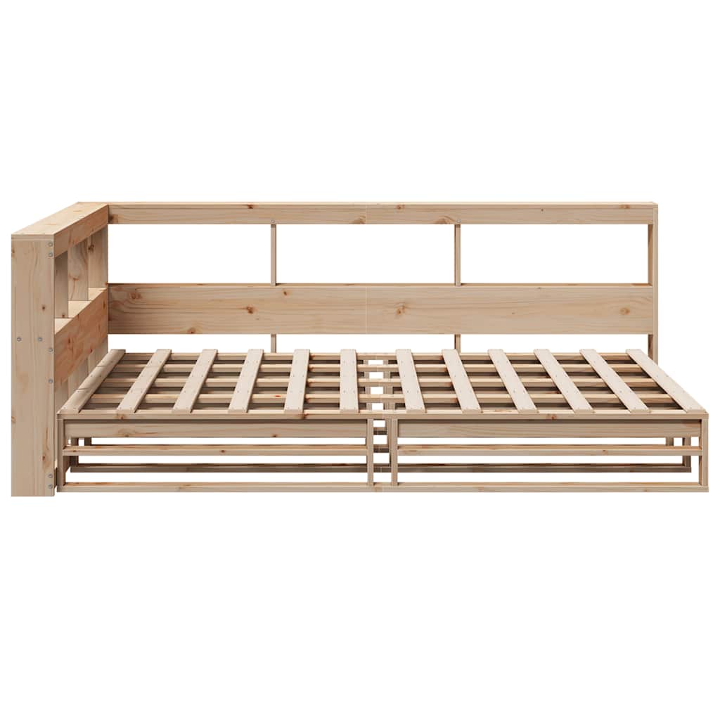 Lit bibliothèque sans matelas 120x200 cm bois de pin massif - XIOS
