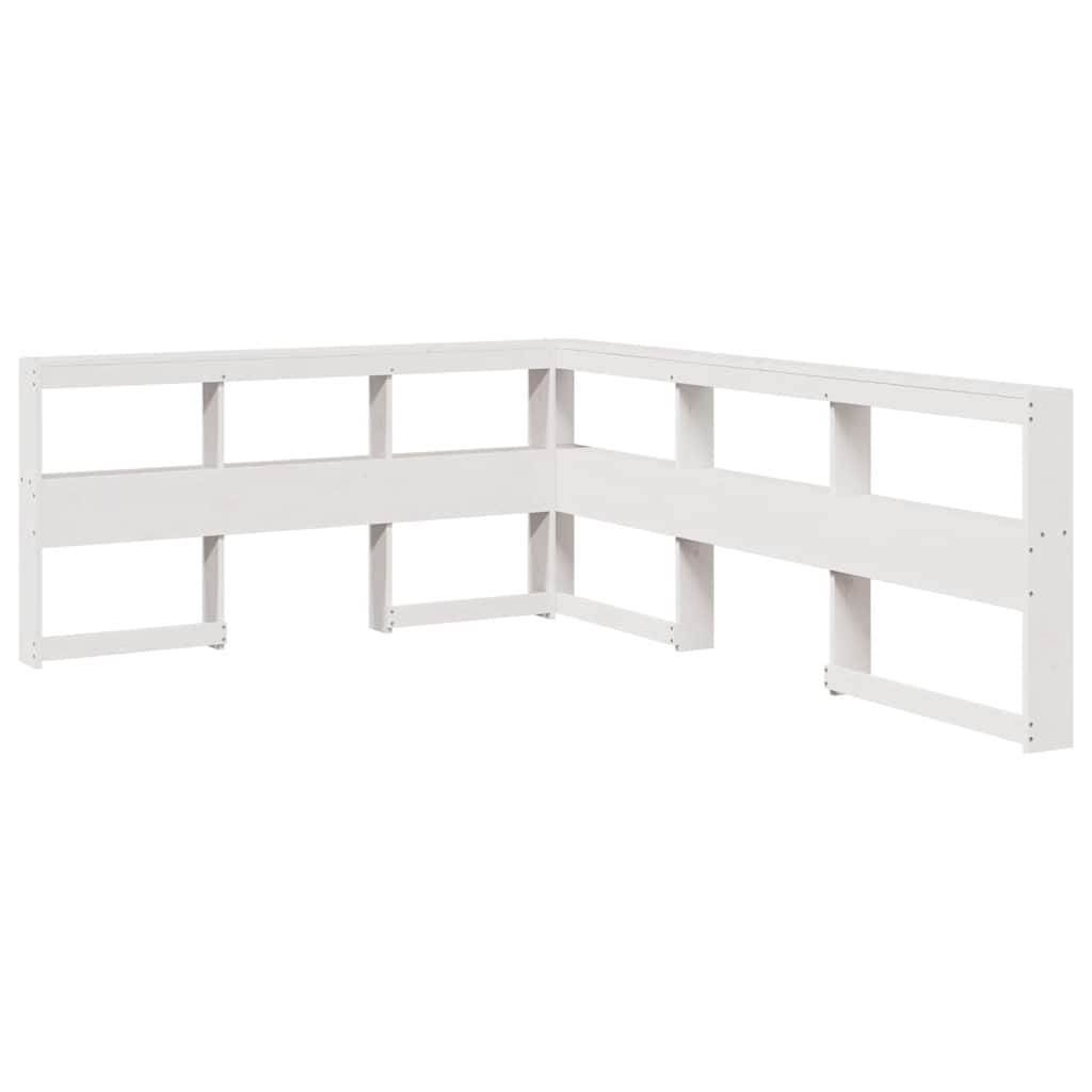 Lit bibliothèque sans matelas blanc 140x190 cm bois pin massif - XIOS