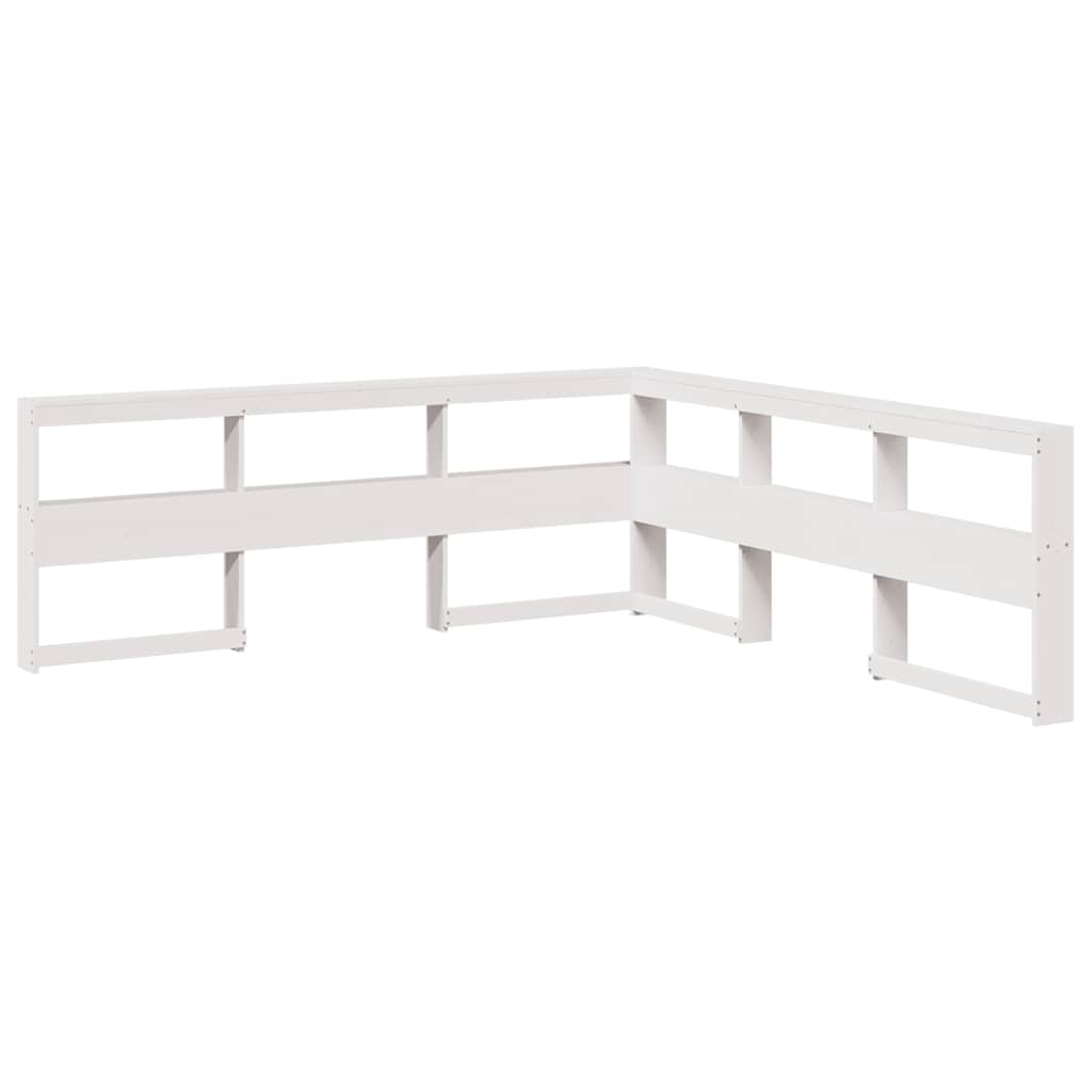 Lit bibliothèque sans matelas blanc 200x200 cm bois pin massif - XIOS