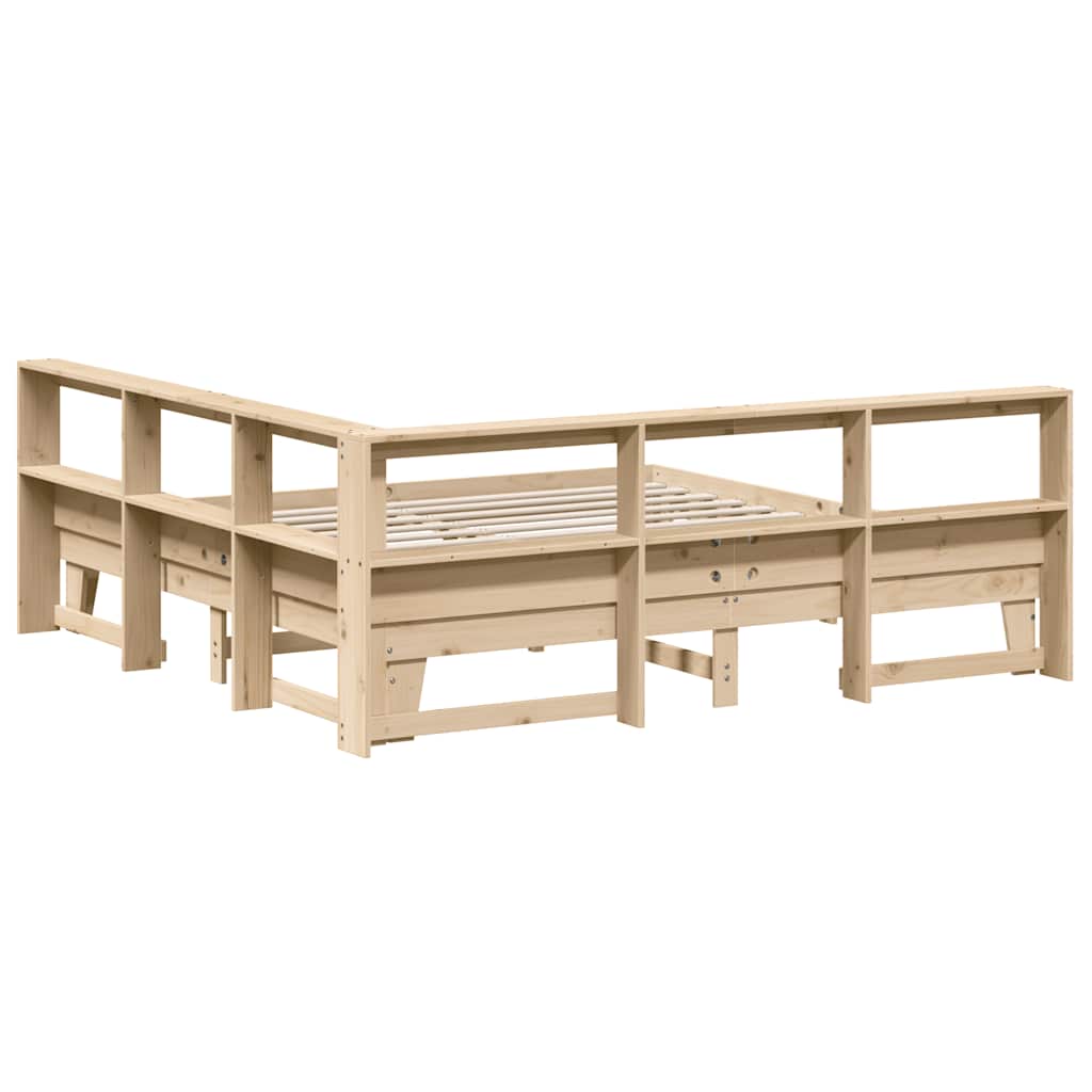 Lit bibliothèque sans matelas 180x200 cm bois massif de pin - XIOS