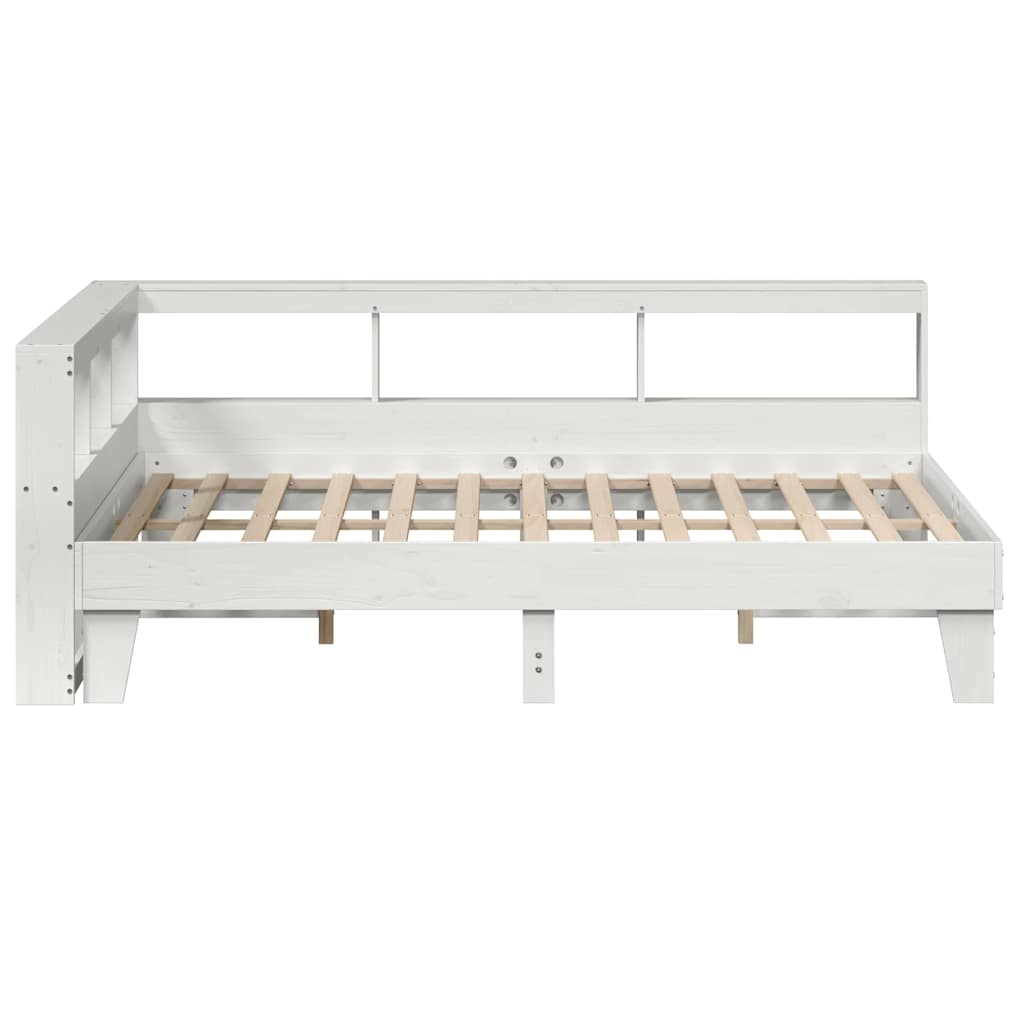 Lit bibliothèque sans matelas blanc 140x200 cm bois pin massif - XIOS