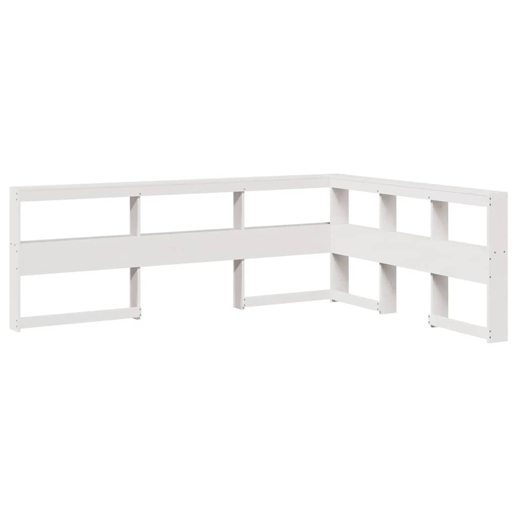 Lit bibliothèque sans matelas blanc 140x200 cm bois pin massif - XIOS