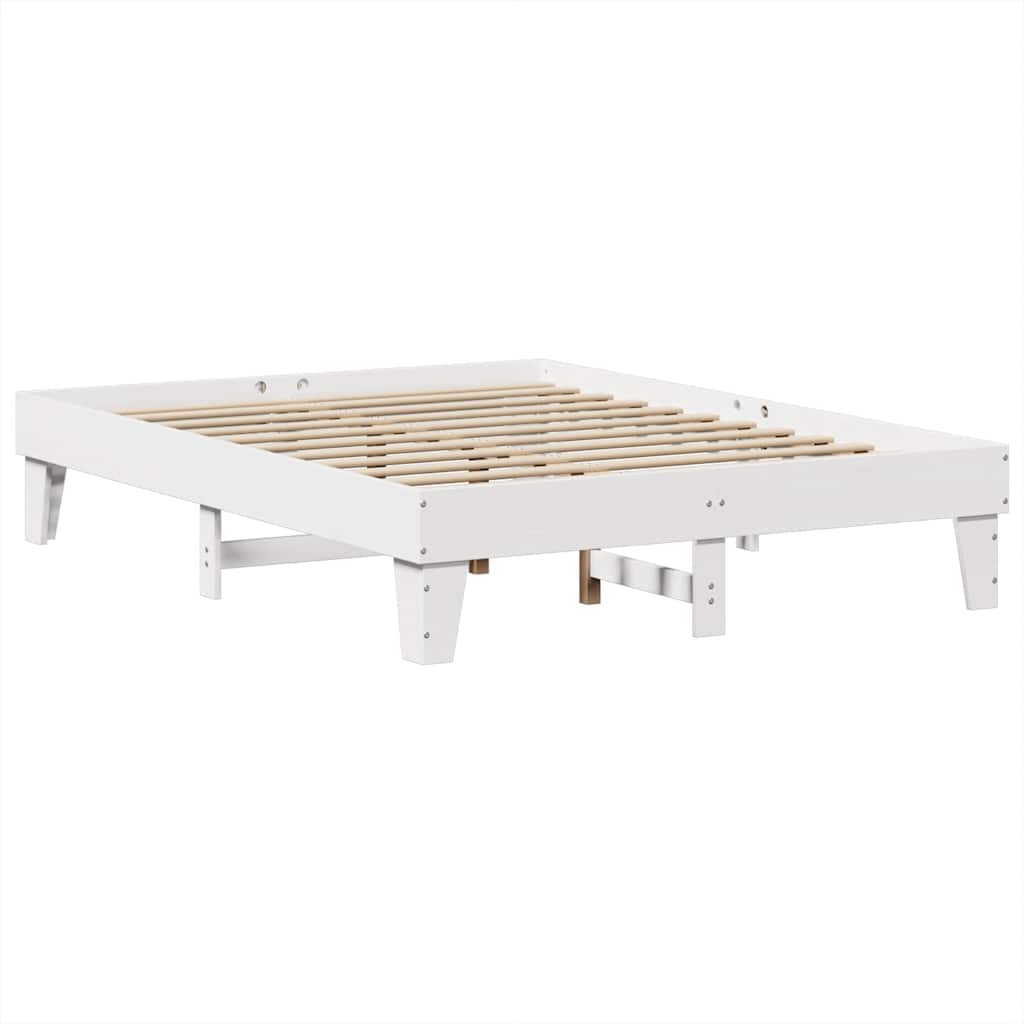 Lit bibliothèque sans matelas blanc 140x200 cm bois pin massif - XIOS