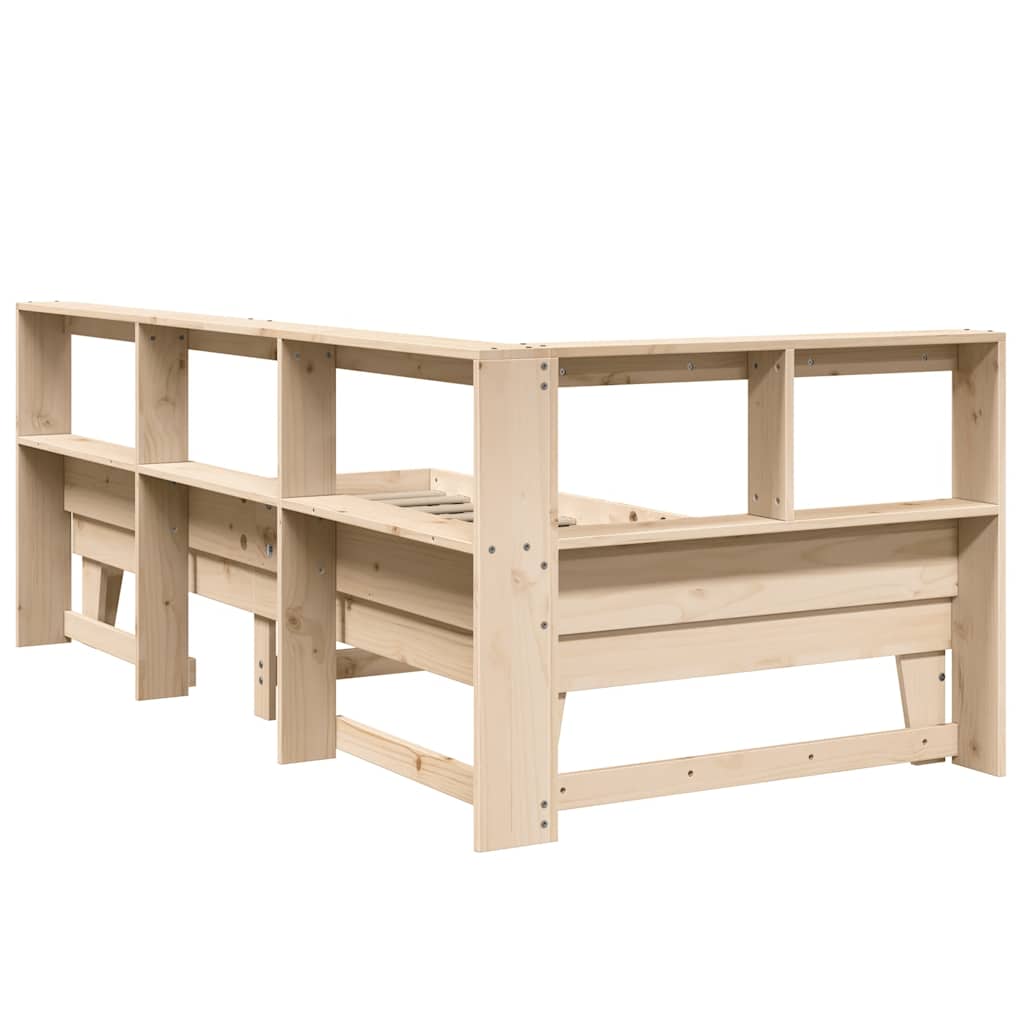 Lit bibliothèque sans matelas 100x200 cm bois massif de pin - XIOS