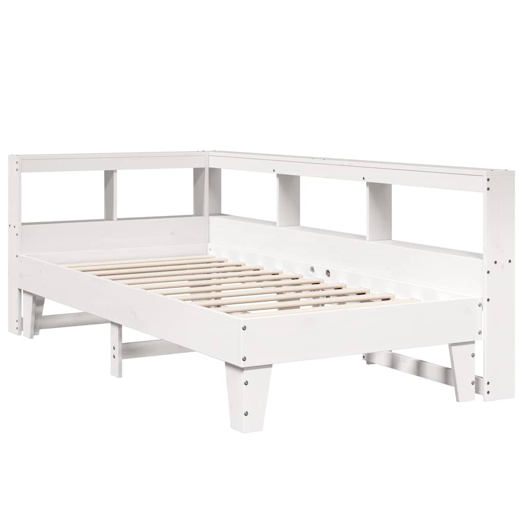 Lit bibliothèque sans matelas blanc 100x200 cm bois pin massif - XIOS