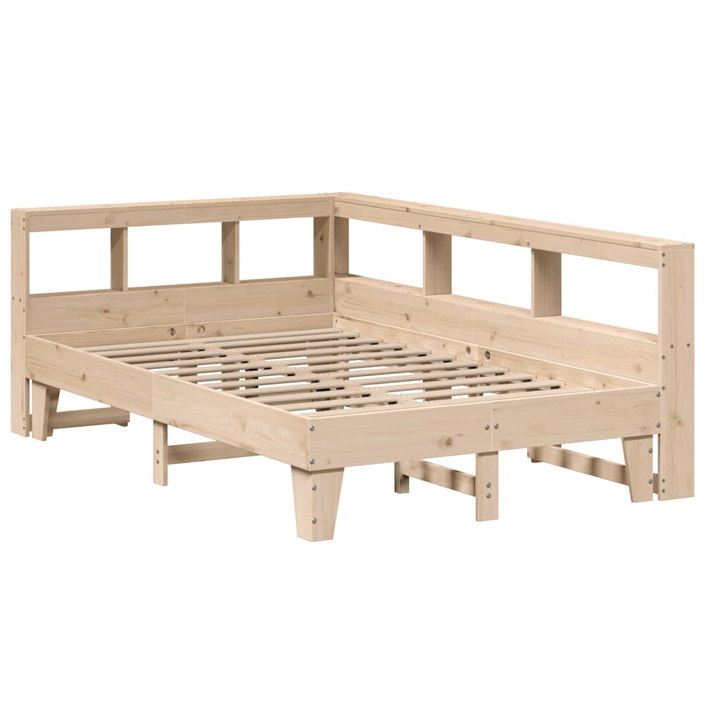 Lit bibliothèque sans matelas 140x190 cm bois de pin massif - XIOS
