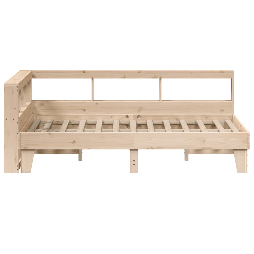 Lit bibliothèque sans matelas 140x190 cm bois de pin massif - XIOS