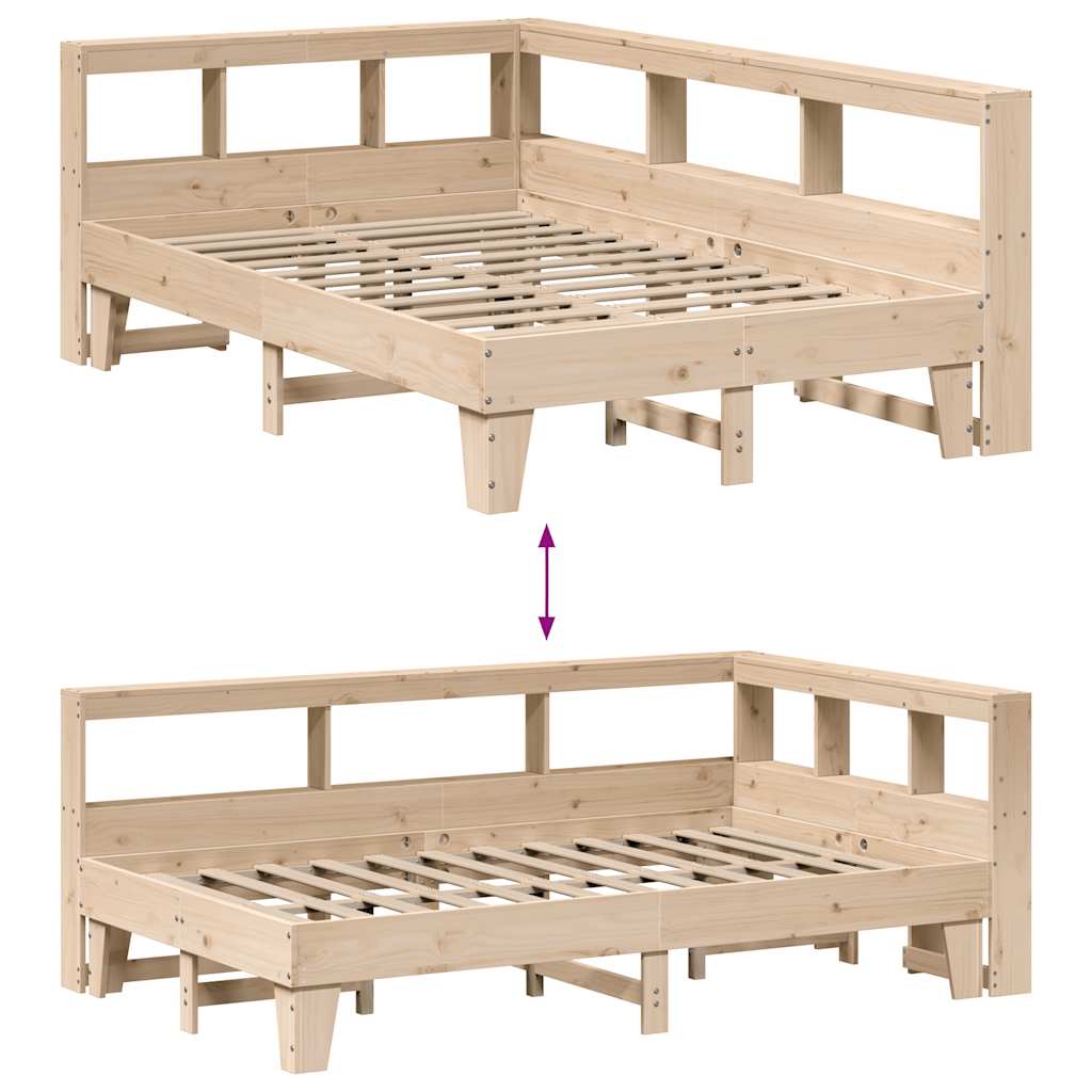 Lit bibliothèque sans matelas 140x190 cm bois de pin massif - XIOS
