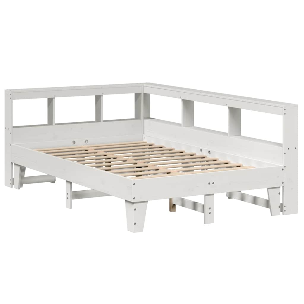 Lit bibliothèque sans matelas blanc 120x190 cm bois pin massif - XIOS