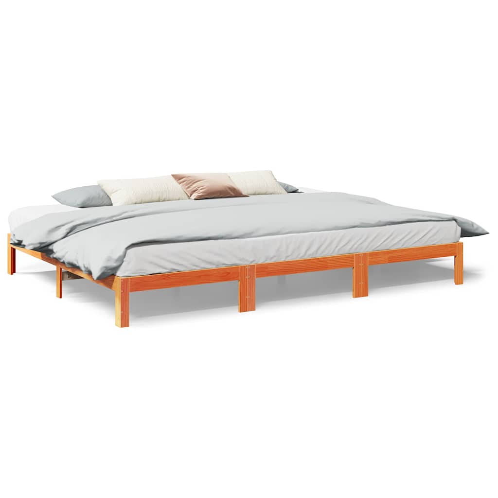 Cadre de lit familial sans matelas marron ciré 240x200 cm - XIOS