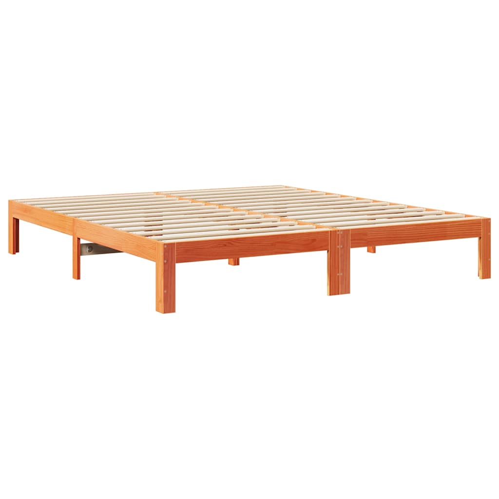 Cadre de lit familial sans matelas marron ciré 240x200 cm - XIOS