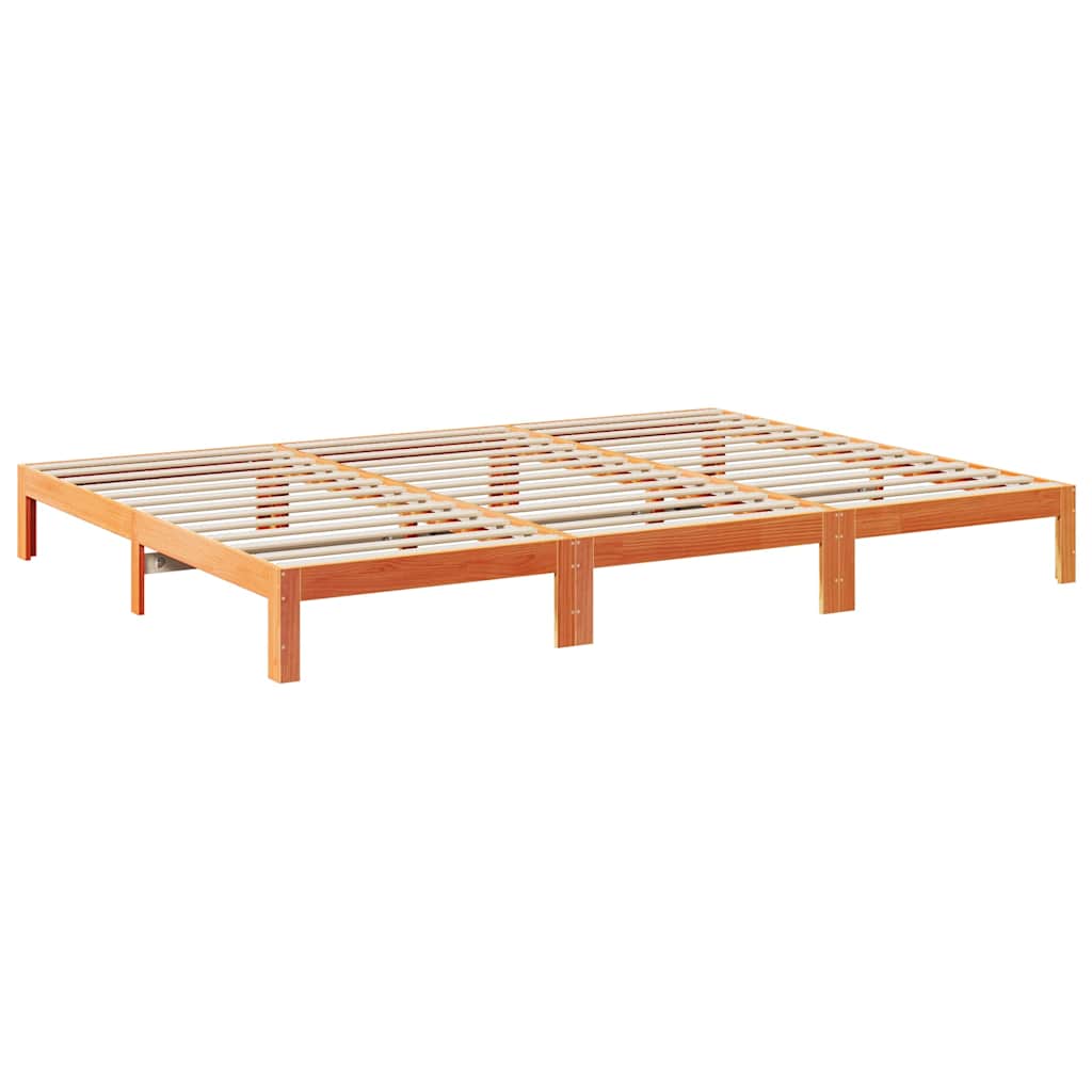 Cadre de lit familial sans matelas marron ciré 240x200 cm - XIOS