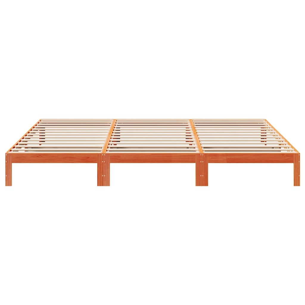 Cadre de lit familial sans matelas marron ciré 240x200 cm - XIOS