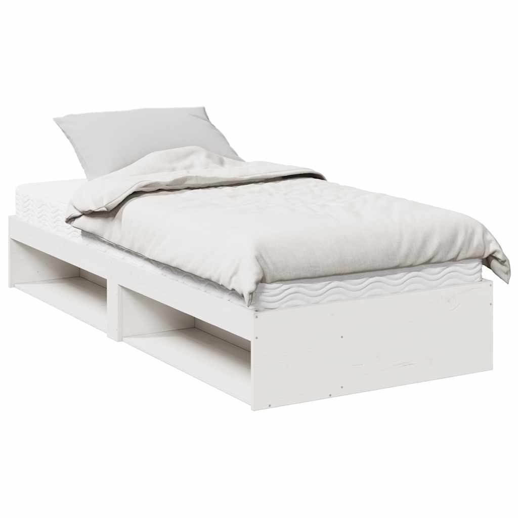 Lit de jour avec matelas blanc 90x200 cm bois de pin massif - XIOS