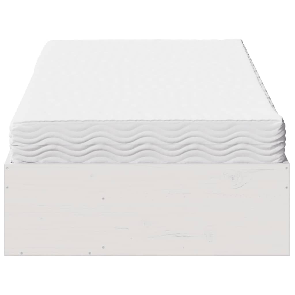 Lit de jour avec matelas blanc 90x200 cm bois de pin massif - XIOS