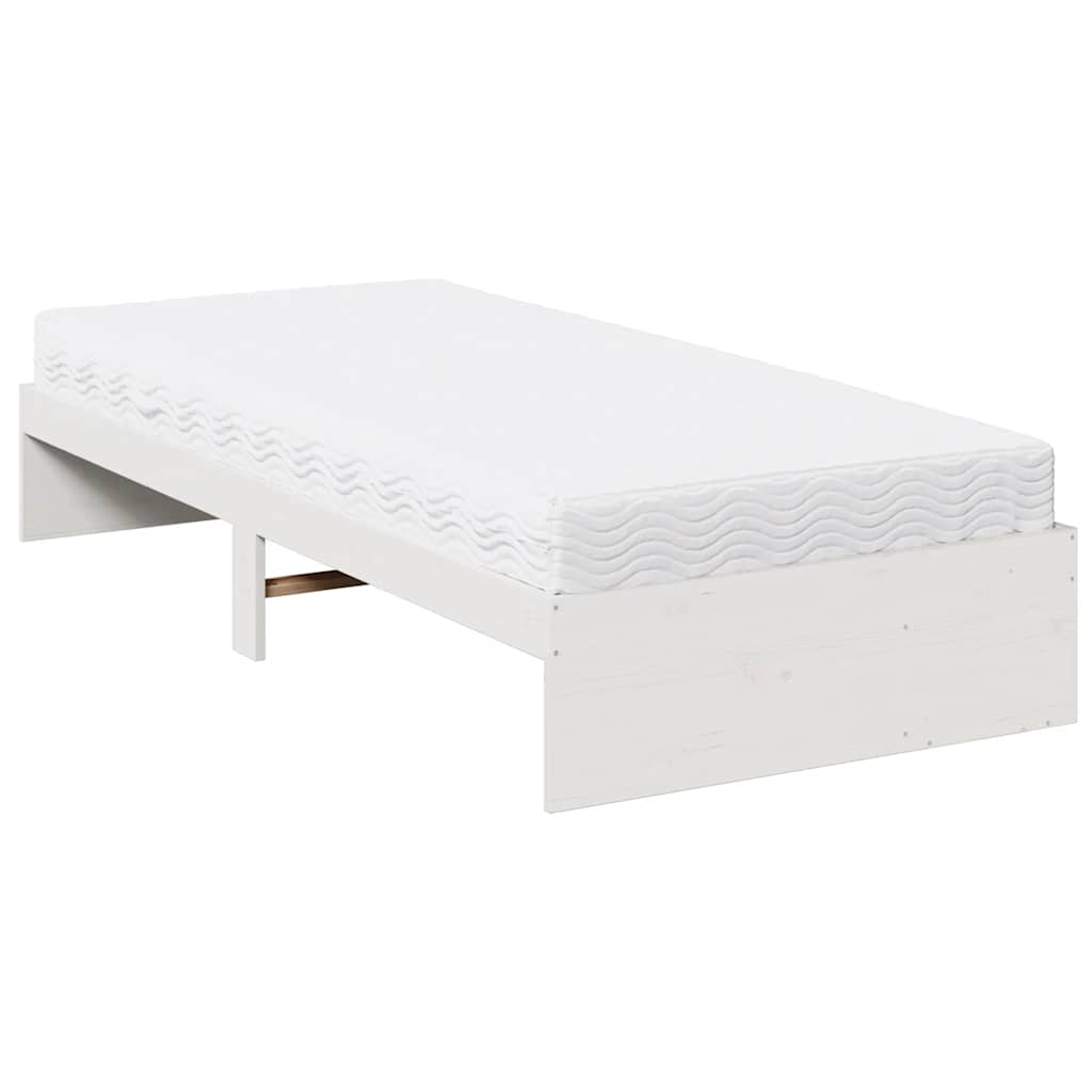 Lit de jour avec matelas blanc 90x200 cm bois de pin massif - XIOS