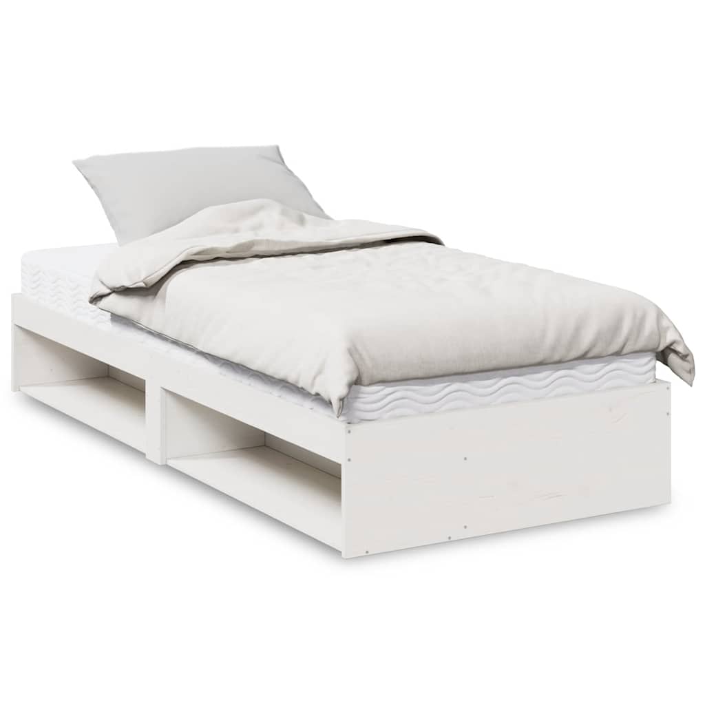 Lit de jour avec matelas blanc 90x200 cm bois de pin massif - XIOS
